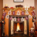 elvesmall  Christmas Banner Hanging Merry Christmas Tree Santa Claus Elk Socks Pulling Flag Home DIY Xmas Party Decoration