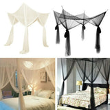 elvesmall Sexy Mosquito Net Palace Four Door King/Queen Double Size Home Single  Bed Prevent Insect Outdoor Square Grace White Canopy Net