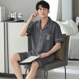 elvesmall  M-4XL Plus Size High Quality Men Pyjamas Summer Thin Short Sleeved Pure Cotton Sleepwear Set Teenagers Home Clothes Male Pajamas