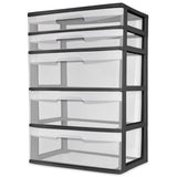 elvesmall Sterilite Plastic 5 Drawer Wide Tower Black clothes organizer  storage box  storage containers