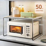 elvesmall  -  2Layers Kitchen Metal Microwave Shelving Countertop Spice Bottle Water Cup Cutlery Organizer Oven Rice Cooker Storage Rack