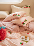 elvesmall High-end Double Yarn 100% Cotton Bedding Set Lovely Cartoon Embroidery Queen Duvet Covet Set Pure Cotton Air-Permeable Bed Sets