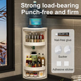 elvesmall Kitchen Rotating Storage Rack Corner Shelf 360° Rotateable Household Layered Adjustable Shelf Organizer Spice Cans Bottle Holder
