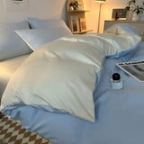 elvesmall  Bedding Set  Luxury Double-Sided Cool Feeling Ice Silk Washed Silk Nordic Style Duvet Cover Bed Sheet Summer Cool Quilt Set Gift