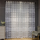 elvesmall  European Luxury Palace Jacquard Curtain for Living Room Bedroom White Geometric Hollowed Sheer Drape Window Treatment Custom #E