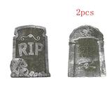 elvesmall 4pcs Horror Skull Foam Fake Tombstone Halloween Outdoor Ornaments Happy Halloween Party Decoration Props Haunted House Decors