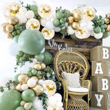 elvesmall  Retro Green Balloon Garland Arch Kit Wedding Birthday Balloons Decoration Party White Balloons For Baby Shower Decor Supplies