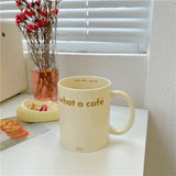 elvesmall  -  Kawaii Bear Coffee Cup And Saucer Cute Creative Ceramic Coffee Mug Set Korean Home Office Milk Tea Water Breakfast Cup Gift