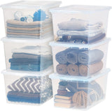 elvesmall USA 58 Quarts Plastic Storage Container Bin with Latching Lid, 6 Pack, Nestable Box Tote Closet Game Organization Teacher T