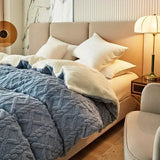 elvesmall Warmth Duvet Cover Dual Use Blanket Artificial Cashmere Warm Winter Blanket Soft Cozy Fleece Quilt Cover Plush Blankets for Beds
