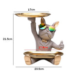 elvesmall  Bulldog Cool Sculpture Dog Ornament Butler Storage Box with Tray Nordic Table Decoration Resin Animal Sculpture Coin Piggy Bank