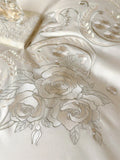 elvesmall  1200TC Egyptian Cotton Luxury Princess Wedding Bedding Set Flowers Embroidery Lace Ruffles Duvet Cover Set Bed Sheet Pillowcases
