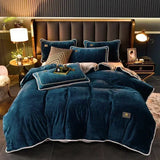 elvesmall Luxury Milk Velvet Ultra-thick Warm Bedding Set for Winter Warmth Skin-friendly Duvet Cover Set King Antistatic Quilt Cover Sets