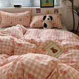 elvesmall Ins Nordic Duvet Cover Set 2024 Summer New Twin Queen Size Kids Adult Flat Sheet Pillowcase No Filler Fashion Bed Linens