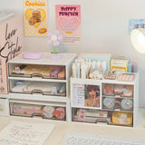 elvesmall Desktop Storage Box Organizer Desk Pen Holder Transparent Stationery Drawer Storage Rack Multi-functional Student Organizing Box