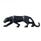 elvesmall Panther Statue Animal Figurine Abstract Geometric Style Resin Leopard Sculpture Home Office Desktop Decoration Crafts