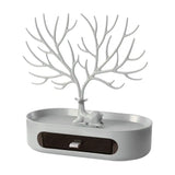 elvesmall  New Upgraded Deer Jewelry Storage Rack Drawer Design Tree Antler Shape Earrings Necklace Ring Jewelry Display Stand Tray Cases