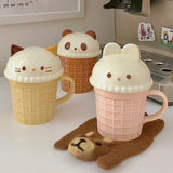 elvesmall  -  Cute Animal Coffee Cup Kawaii Cat Bunny Bear Ceramic Mug For Tea Milk Water Juice Mocha Lovers Breakfast Cup Birthday Gift 350ml