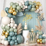 elvesmall Dusty Green Blue Balloon Garland Arch Kit Girls Boys Bohemian Wedding Birthday Baby Shower Gold Latex Balloons Party Decoration