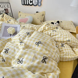 elvesmall Ins Nordic Duvet Cover Set 2024 Summer New Twin Queen Size Kids Adult Flat Sheet Pillowcase No Filler Fashion Bed Linens
