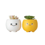 elvesmall  Ceramic Succulent Flower Pot, Cute Cartoon Ornaments, Green Plant, Simple Household Vase, Home Room Decoration