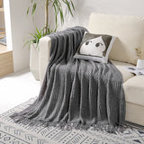 elvesmall Office Cover Nap Blankets Sofa Bed Decorative Blanket 127x170cm Nordic Style Solid Color Woven with Tassel 4 Colors Optional