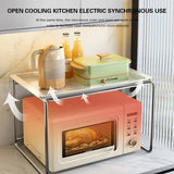 elvesmall  -  2Layers Kitchen Metal Microwave Shelving Countertop Spice Bottle Water Cup Cutlery Organizer Oven Rice Cooker Storage Rack