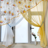 elvesmall  1PC Daisy Staggered Yellow Sheer Curtain for Living Room Kitchen Design Window Drape Study Custom Home Decoration #E