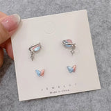 elvesmall Fashion New Delicate Elegant Butterfly Earrings Sets Simple Cute Korean Small Stud Earring for Women Girls Party Jewelry Gifts