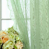 elvesmall Green Double Layer Lace Sheer Curtain for Living Room Partition Drape Window Porch Sliding Door Study Blinds