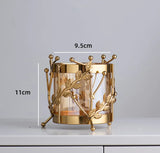 elvesmall Metal Glassflower Vase Golden Hollow Frame Hydroponic Flower Arrangement Home Decoration Multifunctional Candle Holder