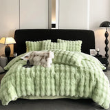 elvesmall  Faux fur winter Bed linen super soft bed cover full set Bubble Fleece quilt Duvet cover set bed sheets set Microfiber bedding