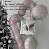 elvesmall 22inch Red Green Christmas Gift Boxes Foil Balloons Lollipop Canes Ball Xmas Decoration Party Favor Christmas Decoration Air Glo