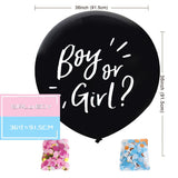 elvesmall Boy or Girl Gender Reveal Party Decoration 36'' Giant Black Latex Balloon Blue Pink Confetti Baby Shower Globos Supplies