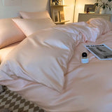elvesmall  Bedding Set  Luxury Double-Sided Cool Feeling Ice Silk Washed Silk Nordic Style Duvet Cover Bed Sheet Summer Cool Quilt Set Gift