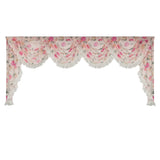 elvesmall 1PC Pink Honey Peach Valance Voile Wavy Curtain Head Lace Bottom Custom Window Panel Drape for Living Room