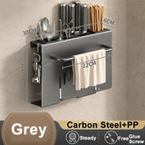 elvesmall  Multi-function Kitchen Knife Holder  Wall-mounted  Chopsticks Tube Rack Drain Integrated Storage Organizer Knives Hanger Hooks