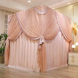 elvesmall European princess air bed curtain,double layer tassels shading bed curtain mosquito net new type no support thickened mosquito