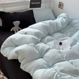 elvesmall Ins Wind Solid Color Bedding Set Class-A Maternal and Infant Super Soft Wrinkle Water Washed Cotton Duvet Cover Home Textiles