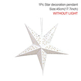 elvesmall 30-75cm Hollow Star Hanging Pendant Eid Mubarak Christmas Ramadan Decoration Islamic Muslim Party Decor Ramadan Kareem Gift