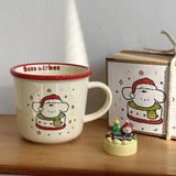 elvesmall  -  Kawaii Dog Christmas Mug Gift Coffee Water Cup Cute Ceramic Handmad Milk Tea Water Juice Mocha Lovers Breakfast Cup Gift 300ml