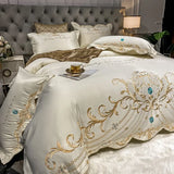 elvesmall European-Style Bed Sheet Four-Piece Set 100 Cotton High-End Atmospheric Ice Silk Quilt Cover Pure Cotton Bedding