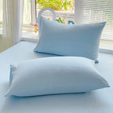 elvesmall Girls Blue Duvet Cover Set Twin Full Queen Size Soft Flat Sheet Pillowcase Bed Linen Princess Style Solid Color INS Bedding