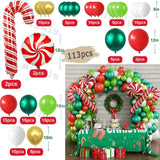 elvesmall Christmas Balloon Arch Set Candy Cane Aluminum Film Red Green White Father Christmas New Year Balloons Party Decoration Gifts