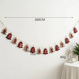 elvesmall 2.6M Christmas Wool Felt Hanging Flag Banner Letter Triangle Pendants Wall Stockings Gloves Bunting For Xmas Home Decoration