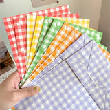 elvesmall 5/10PCS Colorful Plaid Kraft Paper Bag Candy Biscuit Snack Flower Packaging Vertical Storage Bag Wedding Birthday Party Gift