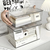 elvesmall Desktop Storage Box Organizer Transparent Acrylic Desk Stationery Hand Account Storage Box Desk Pen Holder School Supplies