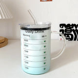 elvesmall  -  1000ml Glass Cups With Lid  And Straw Drinkware Cute Coffee Mugs Big Glasses For Drinks Water Tea  Korean Milk Juice Beer Cup