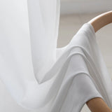 elvesmall  Modern Solid White Sheer Curtain for Living Room Translucent Sunscreen Window Drape Balcony Kitchen Custom #E