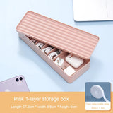 elvesmall Cable Storage Box Transparent Plastic Data Line Storage Container for Desk Stationery Multifunctional headset Data charging line